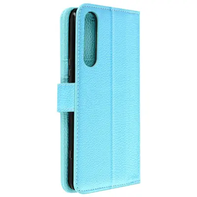 Etui za Sony Xperia 5 IV Video Stand Wallet iz umetnega usnja moder