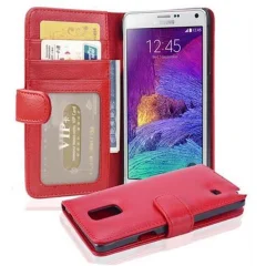 Cadorabo Ohišje, združljivo z Samsung Galaxy NOTE 4 v inferno red - Zaščitni ovitek z magnetnim zapiranjem in 3 režami za kartice