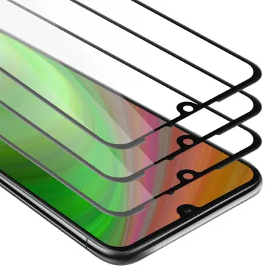 CADORABO Honor 8A - Zaščitna folija v transparentno s čarno - 3-pack Kaljeno steklo za zaščito zaslona s trdoto 9H in 3D dotikom