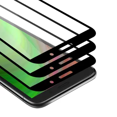 CADORABO Honor 9S/Huawei Y5P - Zaščitna folija v transparentno s čarno - 3-pack Kaljeno steklo za zaščito zaslona s trdoto 9H in 3D dotikom