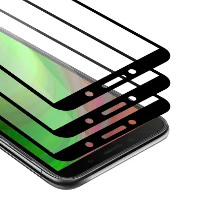 CADORABO Honor 9S/Huawei Y5P - Zaščitna folija v transparentno s čarno - 3-pack Kaljeno steklo za zaščito zaslona s trdoto 9H in 3D dotikom