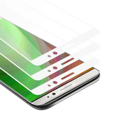 CADORABO Huawei MATE 8 - Zaščitna folija v transparentno z belo - 3-pack Kaljeno steklo za zaščito zaslona s trdoto 9H in 3D dotikom