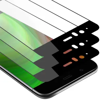 CADORABO Huawei P10 PLUS - Zaščitna folija v transparentno s čarno - 3-pack Kaljeno steklo za zaščito zaslona s trdoto 9H in 3D dotikom