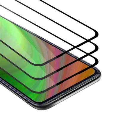 CADORABO Samsung Galaxy A11/M11 - Zaščitna folija v transparentno s čarno - 3-pack Kaljeno steklo za zaščito zaslona s trdoto 9H in 3D dotiko
