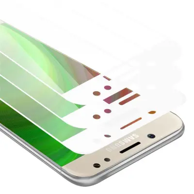 CADORABO Samsung Galaxy J5 2017 - Zaščitna folija v transparentno z belo - 3-pack Kaljeno steklo za zaščito zaslona s trdoto 9H in 3D dotikom