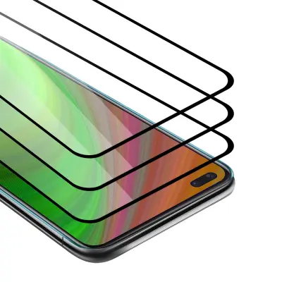 CADORABO OnePlus Nord - Zaščitna folija v transparentno s čarno - 3-pack Kaljeno steklo za zaščito zaslona s trdoto 9H in 3D dotikom