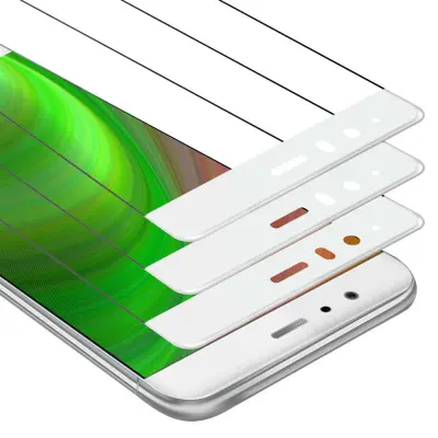 CADORABO Huawei P9 - Zaščitna folija v transparentno z belo - 3-pack Kaljeno steklo za zaščito zaslona s trdoto 9H in 3D dotikom