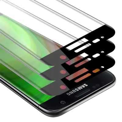 CADORABO Samsung Galaxy S7 - Zaščitna folija v transparentno s čarno - 3-pack Kaljeno steklo za zaščito zaslona s trdoto 9H in 3D dotikom