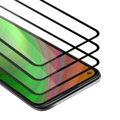CADORABO Samsung Galaxy A11/M11 - Zaščitna folija v transparentno s čarno - 3-pack Kaljeno steklo za zaščito zaslona s trdoto 9H in 3D dotiko