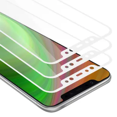 CADORABO Xiaomi Pocophone F1 - Zaščitna folija v transparentno z belo - 3-pack Kaljeno steklo za zaščito zaslona s trdoto 9H in 3D dotikom
