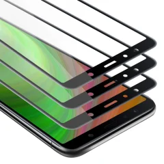 Cadorabo 3x Celozaslonska zaščitna folija, združljiva z Samsung Galaxy A7 2018 - Zaščitna folija v transparentno s čarno - 3-pack Kaljeno steklo za zaščito zaslona s trdoto 9H in 3D dotikom