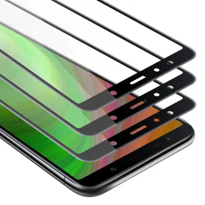CADORABO Samsung Galaxy A7 2018 - Zaščitna folija v transparentno s čarno - 3-pack Kaljeno steklo za zaščito zaslona s trdoto 9H in 3D dotikom