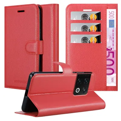 Cadorabo Case, združljiv z OnePlus v Candy Apple Red - Zaščitni pokrov z magnetnim zapiranjem, stoječo funkcijo in režo za kartico