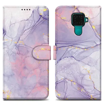 Cadorabo Case, združljiv s Huawei - Design roza vijolični marmor št. 5 - Zaščitni pokrov z magnetnim zapiranjem, funkcijo stojala in režo za kartico
