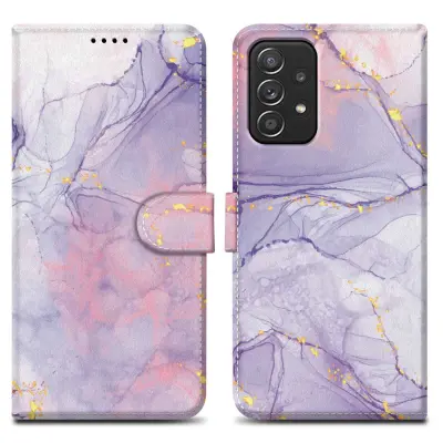 CADORABO Ohišje, združljiv s Samsungom - Design Pink Purple Marmor št. 5 - Zaščitni pokrov z magnetnim zapiranjem, funkcijo stojala in režo za kartico