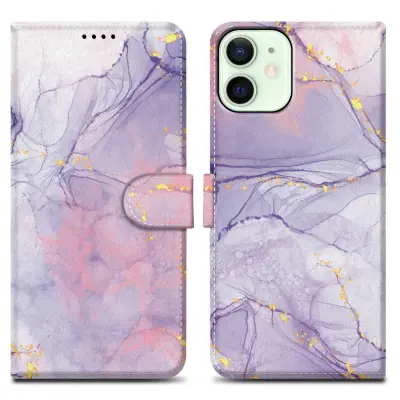 CADORABO Ohišje, združljiv z Apple - Design Pink Purple Marmor št. 5 - Zaščitni pokrov z magnetnim zapiranjem, funkcijo stojala in režo za kartico