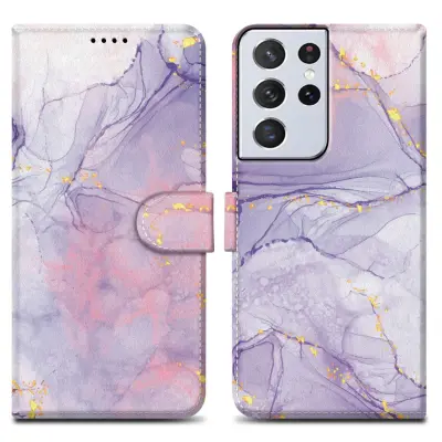 CADORABO Ohišje, združljiv s Samsungom - Design Pink Purple Marmor št. 5 - Zaščitni pokrov z magnetnim zapiranjem, funkcijo stojala in režo za kartico