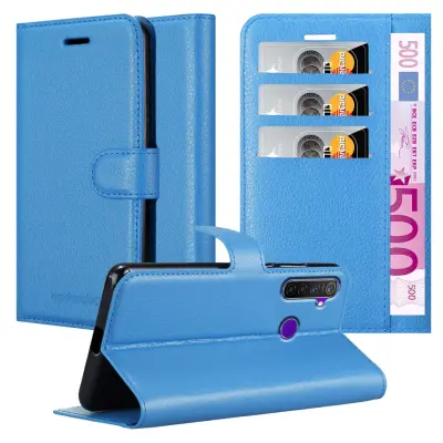 Cadorabo Case, združljiv z Realme in Sky Blue - Zaščitni pokrov z magnetnim zapiranjem, stoječo funkcijo in režo za kartico