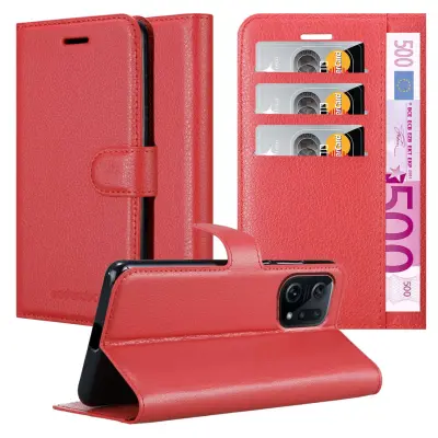 Cadorabo Case, združljiv z OPPO v Candy Apple Red - Zaščitni pokrov z magnetnim zapiranjem, stoječo funkcijo in režo za kartico