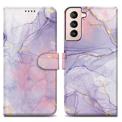 CADORABO Ohišje, združljiv s Samsungom - Design Pink Purple Marmor št. 5 - Zaščitni pokrov z magnetnim zapiranjem, funkcijo stojala in režo za kartico