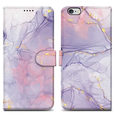 CADORABO Ohišje, združljiv z Apple - Design Pink Purple Marmor št. 5 - Zaščitni pokrov z magnetnim zapiranjem, funkcijo stojala in režo za kartico