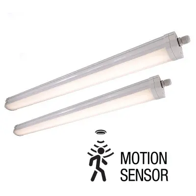 24W 230V Tri-Proof LED industrijska linearna stropna luč s senzorjem gibanja Vodoodporna IP65 IN OUT LED svetilka