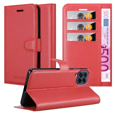 Cadorabo Case, združljiv s Samsungom v Candy Apple Red - Zaščitni pokrov z magnetnim zapiranjem, stoječo funkcijo in režo za kartico