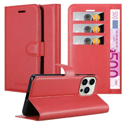 Cadorabo Case, združljiv z Apple v Candy Apple Red - Zaščitni pokrov z magnetnim zapiranjem, stoječo funkcijo in režo za kartico