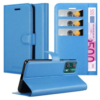 Cadorabo Case, združljiv z Realme in Sky Blue - Zaščitni pokrov z magnetnim zapiranjem, stoječo funkcijo in režo za kartico