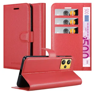 Cadorabo Case, združljiv z Realme v Candy Apple Red - Zaščitni pokrov z magnetnim zapiranjem, stoječo funkcijo in režo za kartico
