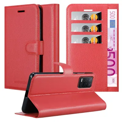 Cadorabo Case, združljiv z Realme v Candy Apple Red - Zaščitni pokrov z magnetnim zapiranjem, stoječo funkcijo in režo za kartico