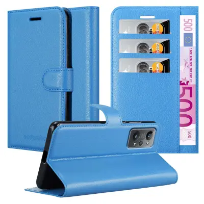 Cadorabo Case, združljiv z Realme in Sky Blue - Zaščitni pokrov z magnetnim zapiranjem, stoječo funkcijo in režo za kartico