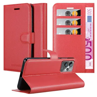 Cadorabo Case, združljiv z Realme v Candy Apple Red - Zaščitni pokrov z magnetnim zapiranjem, stoječo funkcijo in režo za kartico