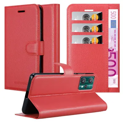 Cadorabo Case, združljiv z Realme v Candy Apple Red - Zaščitni pokrov z magnetnim zapiranjem, stoječo funkcijo in režo za kartico