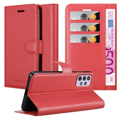 Cadorabo Case, združljiv s Samsungom v Candy Apple Red - Zaščitni pokrov z magnetnim zapiranjem, stoječo funkcijo in režo za kartico