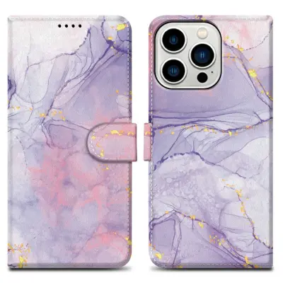 CADORABO Ohišje, združljiv z Apple - Design Pink Purple Marmor št. 5 - Zaščitni pokrov z magnetnim zapiranjem, funkcijo stojala in režo za kartico