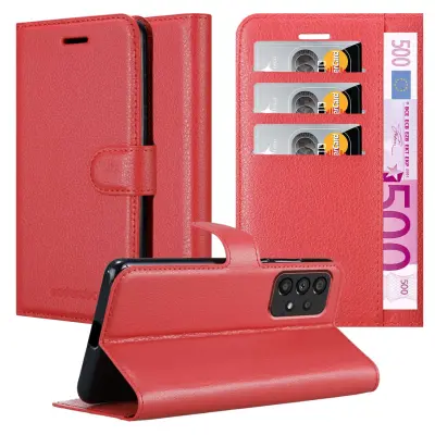 Cadorabo Case, združljiv s Samsungom v Candy Apple Red - Zaščitni pokrov z magnetnim zapiranjem, stoječo funkcijo in režo za kartico