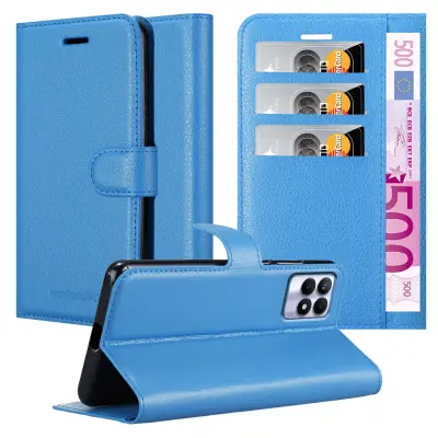 Cadorabo Case, združljiv z Realme in Sky Blue - Zaščitni pokrov z magnetnim zapiranjem, stoječo funkcijo in režo za kartico