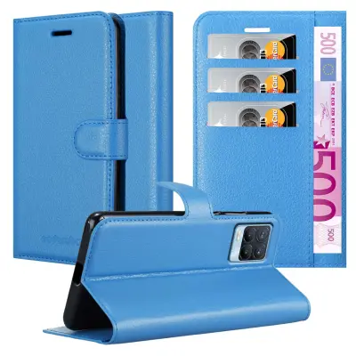 Cadorabo Case, združljiv z Realme in Sky Blue - Zaščitni pokrov z magnetnim zapiranjem, stoječo funkcijo in režo za kartico