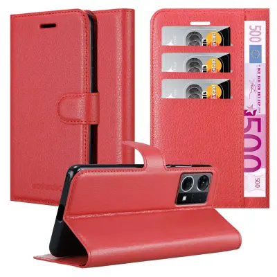 Cadorabo Case, združljiv z Realme v Candy Apple Red - Zaščitni pokrov z magnetnim zapiranjem, stoječo funkcijo in režo za kartico