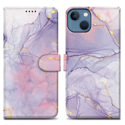 CADORABO Ohišje, združljiv z Apple - Design Pink Purple Marmor št. 5 - Zaščitni pokrov z magnetnim zapiranjem, funkcijo stojala in režo za kartico