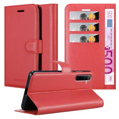 Cadorabo Case, združljiv z Realme v Candy Apple Red - Zaščitni pokrov z magnetnim zapiranjem, stoječo funkcijo in režo za kartico