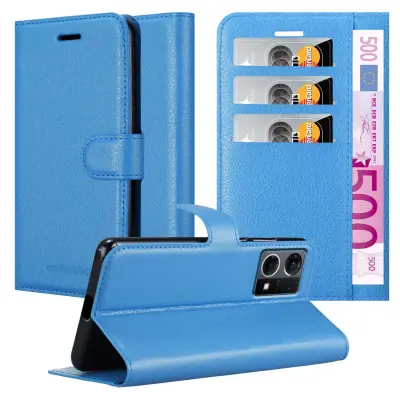 Cadorabo Case, združljiv z Realme in Sky Blue - Zaščitni pokrov z magnetnim zapiranjem, stoječo funkcijo in režo za kartico