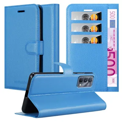 Cadorabo Case, združljiv z Realme in Sky Blue - Zaščitni pokrov z magnetnim zapiranjem, stoječo funkcijo in režo za kartico
