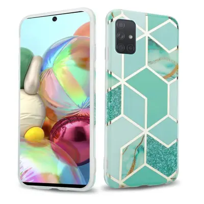 Cadorabo Case, združljiv s Samsungom v zeleni svetlo zeleni zlati marmor št. 3 - zaščitni pokrov iz silikona TPU z vzorcem mozaikom