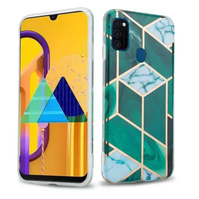 Cadorabo Case, združljiv s Huawei v temno zelenem belem zlatim marmorju št. 6 - Zaščitni pokrov iz silikona TPU z vzorcem Mosaic