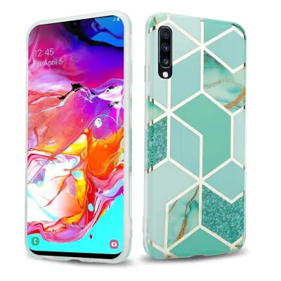 Cadorabo Case, združljiv s Samsungom v zeleni svetlo zeleni zlati marmor št. 3 - zaščitni pokrov iz silikona TPU z vzorcem mozaikom