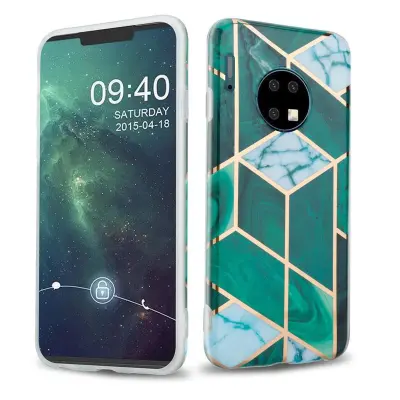 Cadorabo Case, združljiv s Huawei v temno zelenem belem zlatim marmorju št. 6 - Zaščitni pokrov iz silikona TPU z vzorcem Mosaic