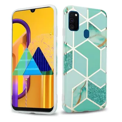 Cadorabo Case, združljiv s Huawei v zeleni svetlo zeleni zlati marmor št. 3 - zaščitni pokrov iz silikona TPU z vzorcem mozaik
