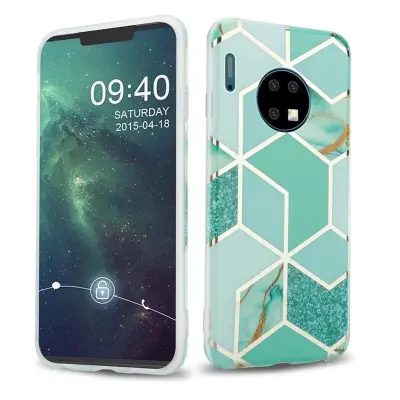 Cadorabo Case, združljiv s Huawei v zeleni svetlo zeleni zlati marmor št. 3 - zaščitni pokrov iz silikona TPU z vzorcem mozaik